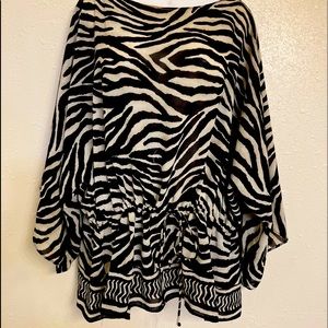 Zebra print tie waist blouse, chaps by Ralph Lauren XL